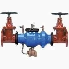 The assembly features a durable blue Zurn Wilkins 10 WILKINS OS&Y FLANGE X GROOVED VALVE between two red gate valves, ensuring easy installation and preventing water contamination, making it a reliable component in fire protection systems.