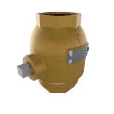 A brass cylindrical pressure relief valve for pneumatic systems from General Air Products, with a side outlet, gray metal fitting on one end, and a hexagonal base for attachment, similar to the 1/4 x 1/4 spring load check valve.