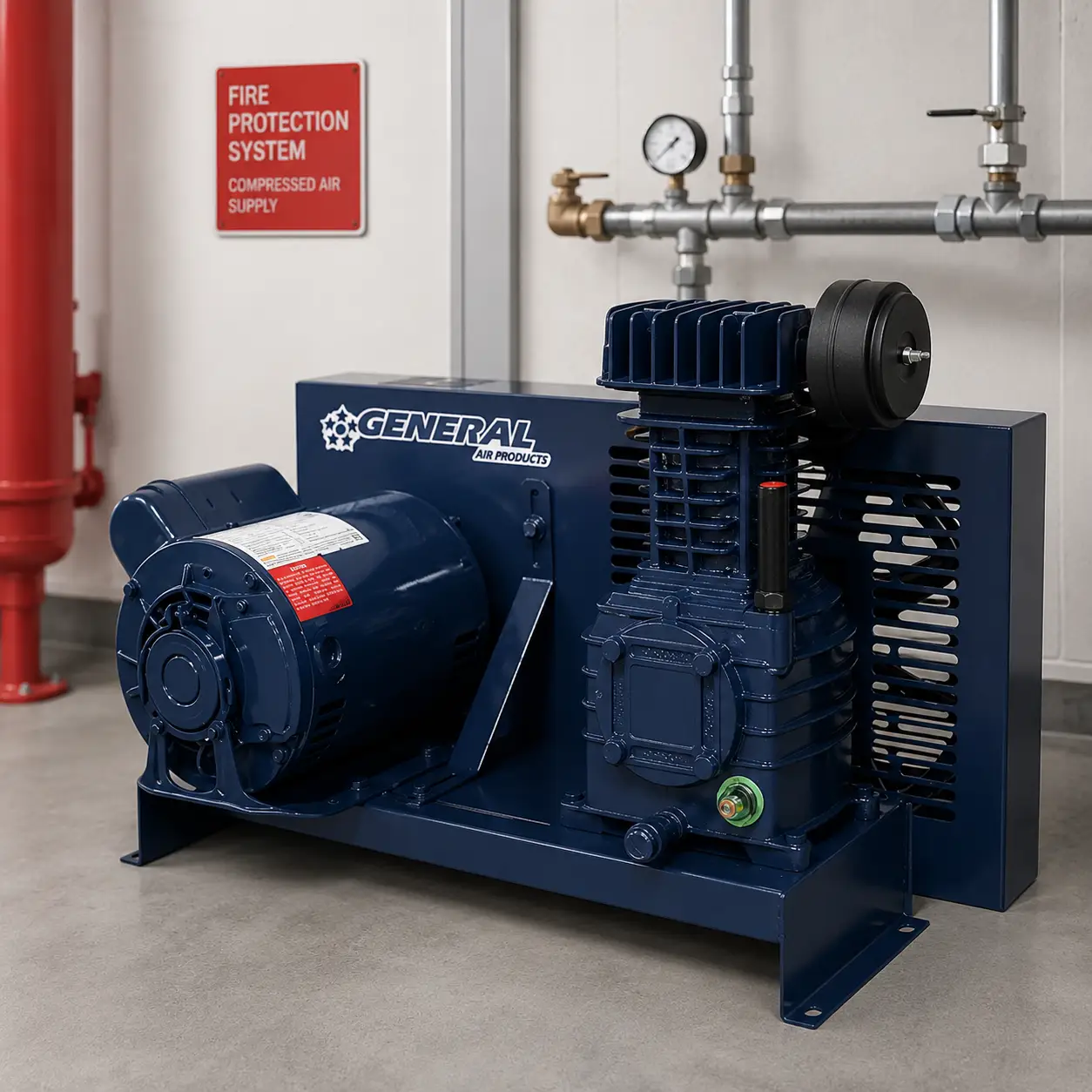 General L Plus Series Oil Lubricated Base Mounted Air Compressor - Ultimate Reliability for Fire Protection by General Air Products