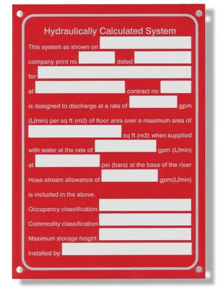 Alum Hyd Cal Sign 5" X 7" Hydraulic System Safety Sign by Fire Protection Products Inc