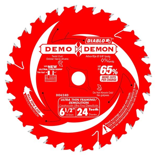 Diablo D0624DA 6 - 1/2 in. 24 - Tooth Ultra - Thin Framing/Demolition Saw Blade - Fire Protection Parts