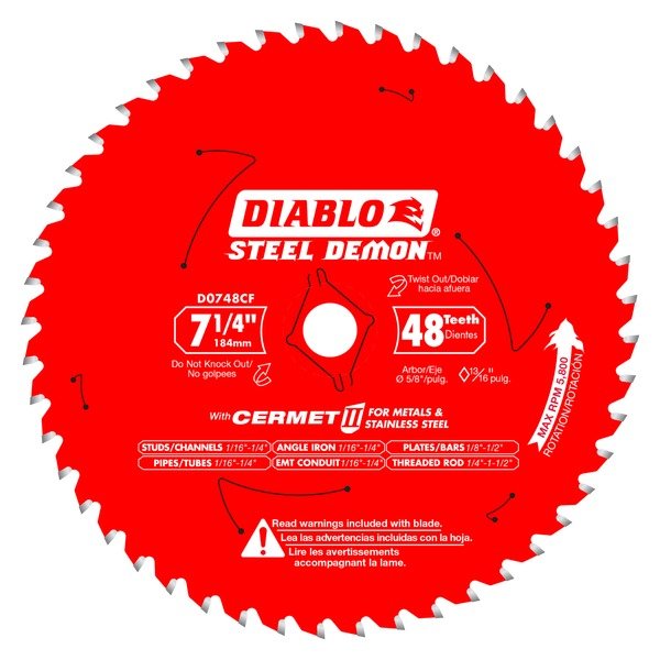 Diablo D0748CFA 7 - 1/4 in. x 48 Tooth Steel Demon Cermet II Saw Blade for Metals and Stainless Steel - Fire Protection Parts