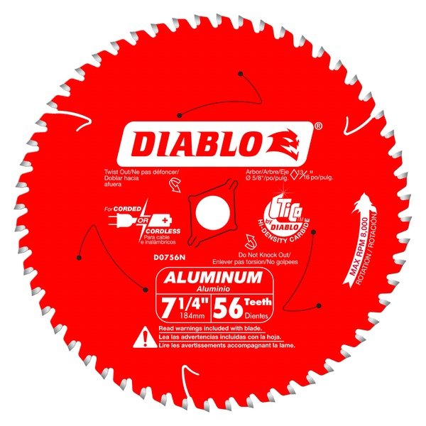 Diablo D0756NA 7 - 1/4 in. x 56 Tooth Thick Aluminum Cutting Saw Blade - Fire Protection Parts