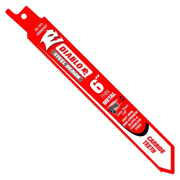 Diablo DS0620CF 6 in. Steel Demon Carbide Recip Blades for Thin Metal (less than 1/8 in.) Cutting - Fire Protection Parts