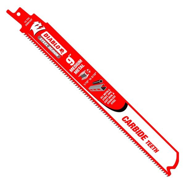Diablo DS0910CF3 9 in. Steel Demon Carbide Recip Blades for Medium Metal (1/16 in. - 5/16 in.) Cutting (3 - Pack) - Fire Protection Parts