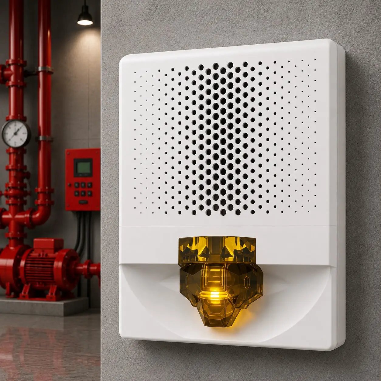 Kidde Speaker-Strobe White Amber Lens Fire Alarm for Safety by Kidde