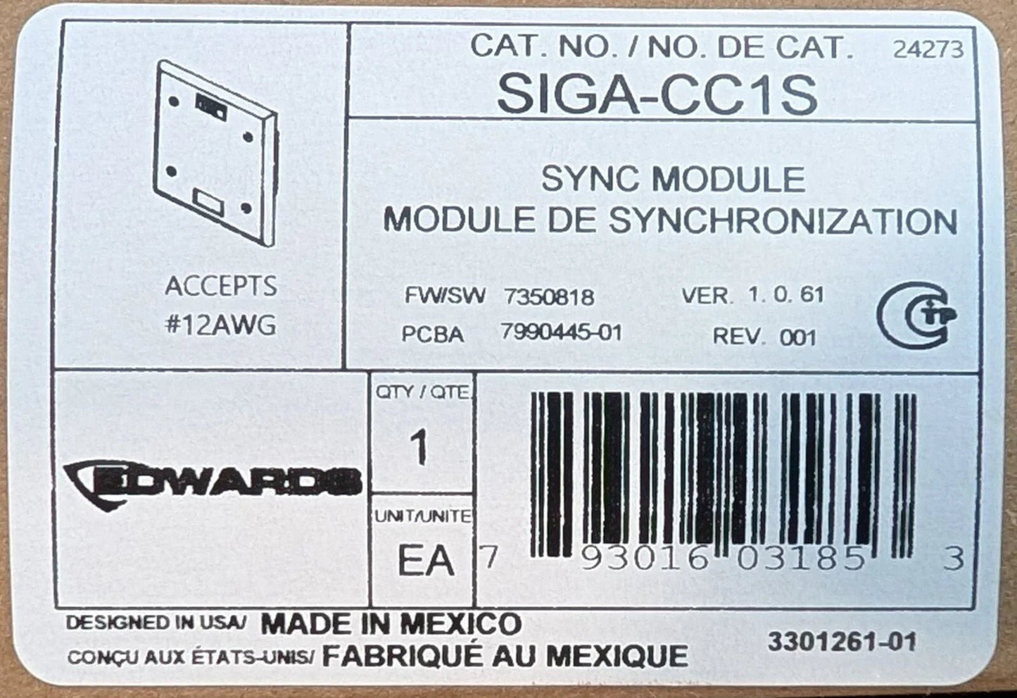 EDWARDS EST SIGA - CC1S Sync Module - Fire Protection Parts