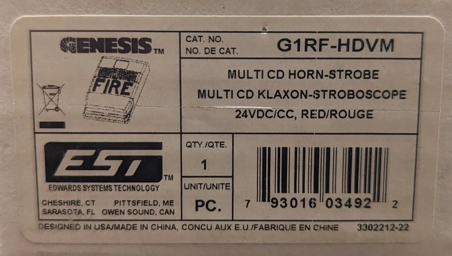 Edwards Genesis G1RF-HDVM Speaker Strobe by Fredland Supply Company