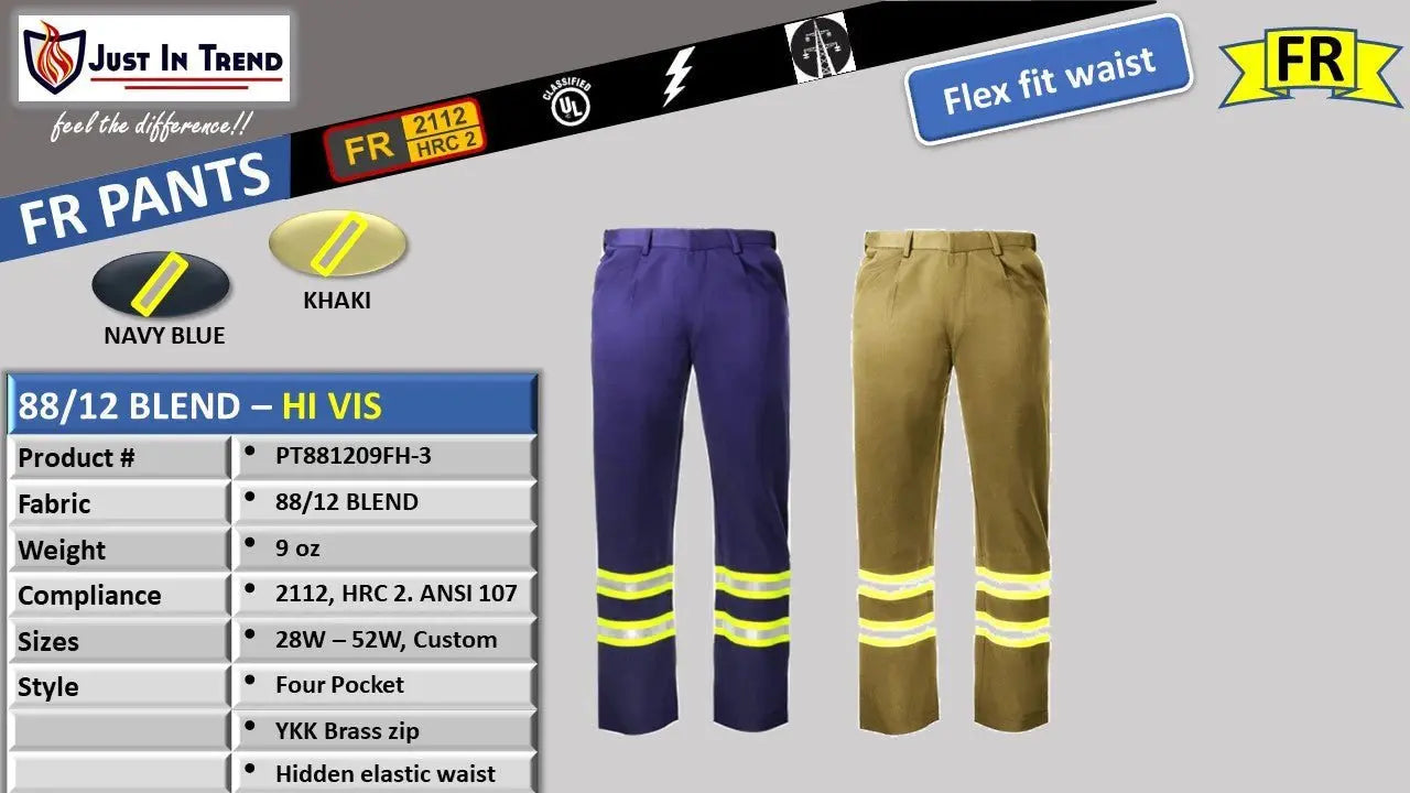Flame Resistant High Visibility Hi Vis 88% C/12% N Pant/Trouser by Just In Trend