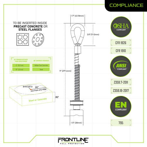 Frontline COT345K Reusable 5K Concrete and Steel Anchor Toggle Bolt - Fire Protection Parts