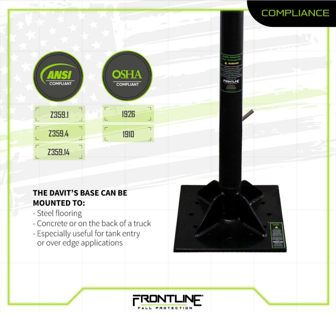 Frontline DAN75RA - US Patriot Confined Space Davit with 50' 3 - Way Retrieval System - Made in USA - Fire Protection Parts