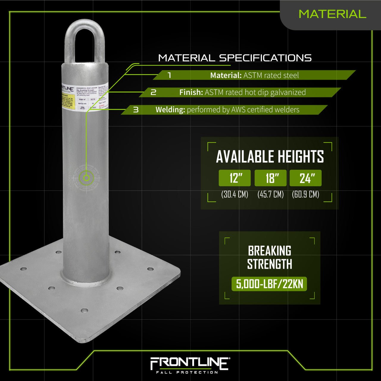 Frontline RC Concrete Roof Anchor 12" - Fire Protection Parts