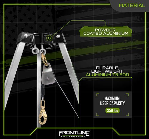 Frontline TAN07 - US Patriot 7' Confined Space Aluminum Tripod - Made in USA - Fire Protection Parts