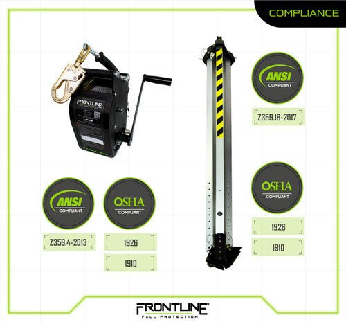 Frontline TAN10RU MEGApod Confined Space Kit 10' Aluminum Tripod with 60' Winch - Fire Protection Parts
