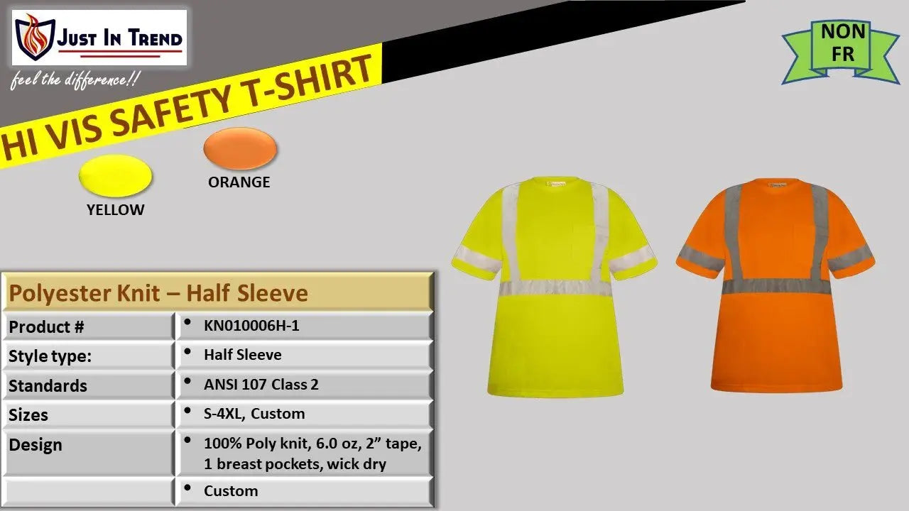 Hi Vis Safety T Shirt - Half Sleeve by Just In Trend