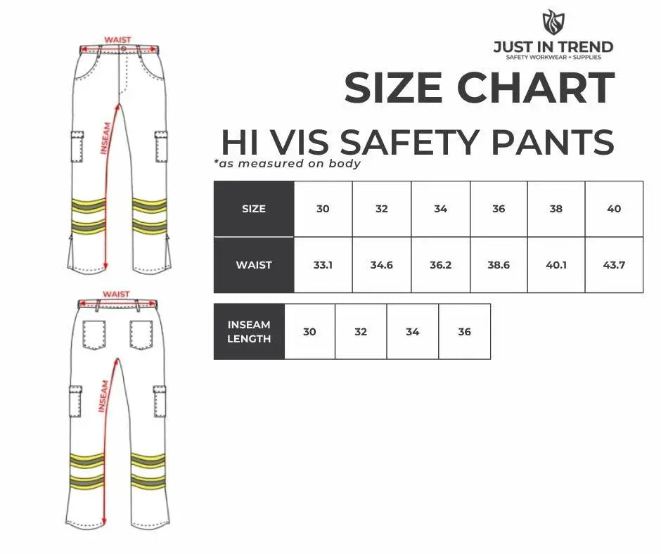 High Visibility Safety Flex Fit Work Pant/Trouser w / Leg Zipper Pant Just In Trend Fire Protection Parts High Visibility Safety Flex Fit Work Pant/Trouser w / Leg Zipper - Fire Protection Parts
