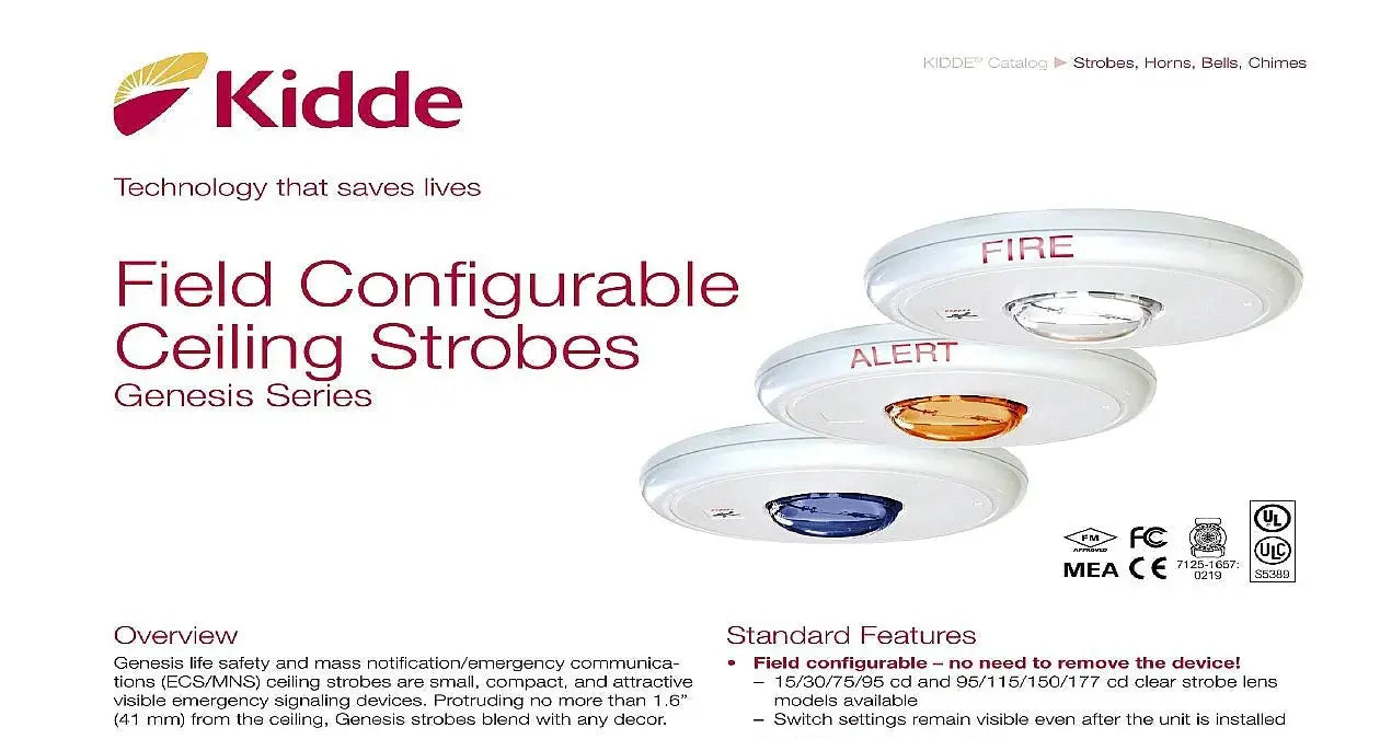 Kidde Compact Wall Strobe Red Fire Signal UL/FM Approved by Kidde
