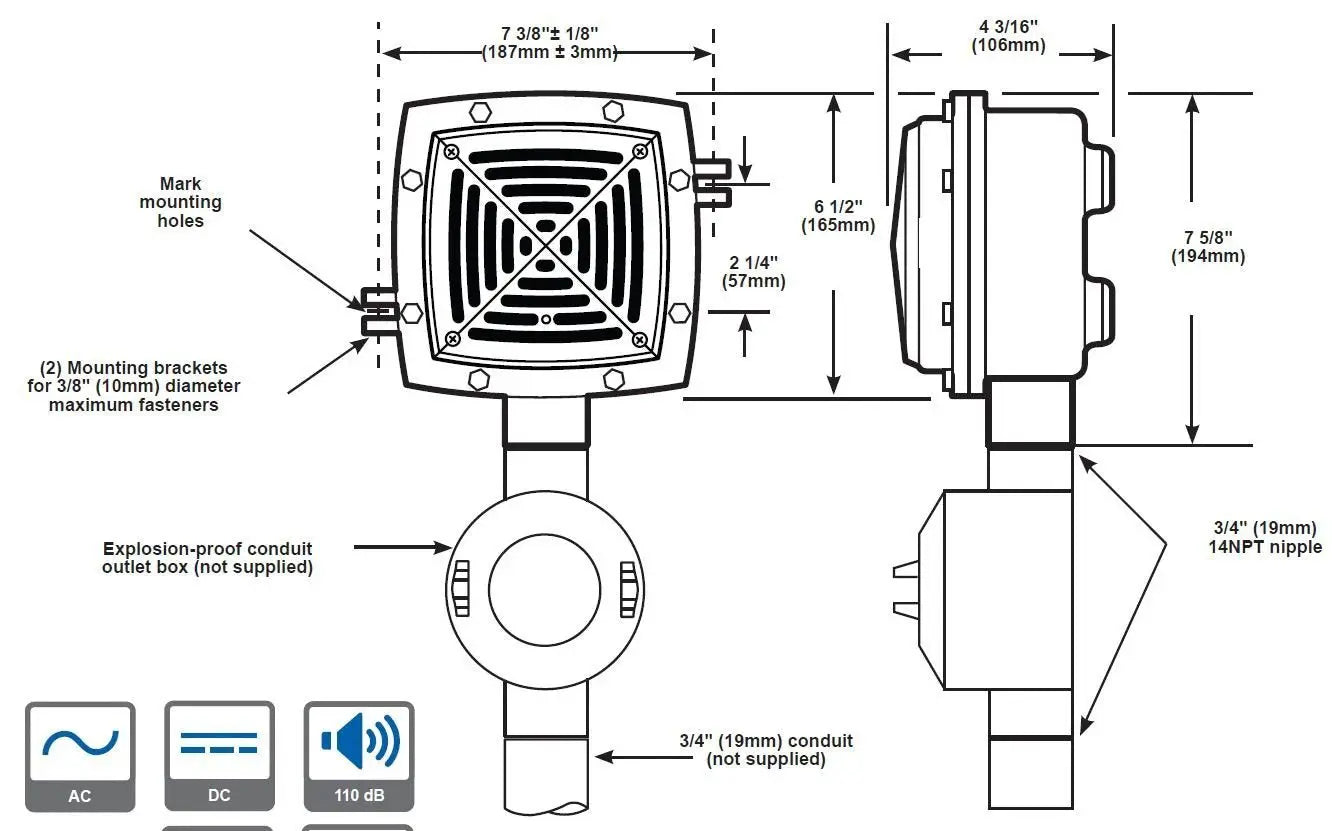 Kidde Explosion-Proof Fire Alarm Horn 20-24VDC for Industrial Safety Weatherproof/Hazardous Location Kidde Fire Protection Parts Kidde Explosion-Proof Fire Alarm Horn 20-24VDC for Safety - Fire Protection Parts