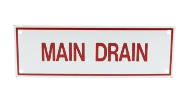 Main Drain Sign 6" X 2" Safety Label For Emergencies by Fire Protection Products Inc