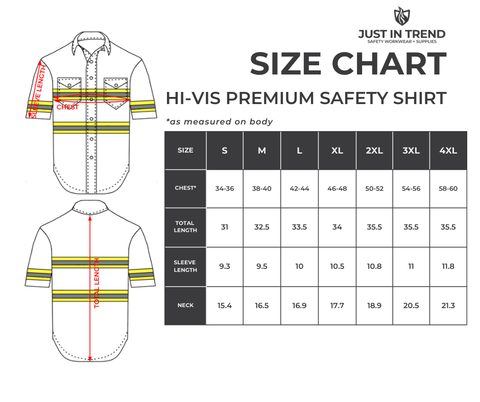 Premium High Visibility Hi Vis Reflective Safety Work Shirts - Half Sleeve by Just In Trend