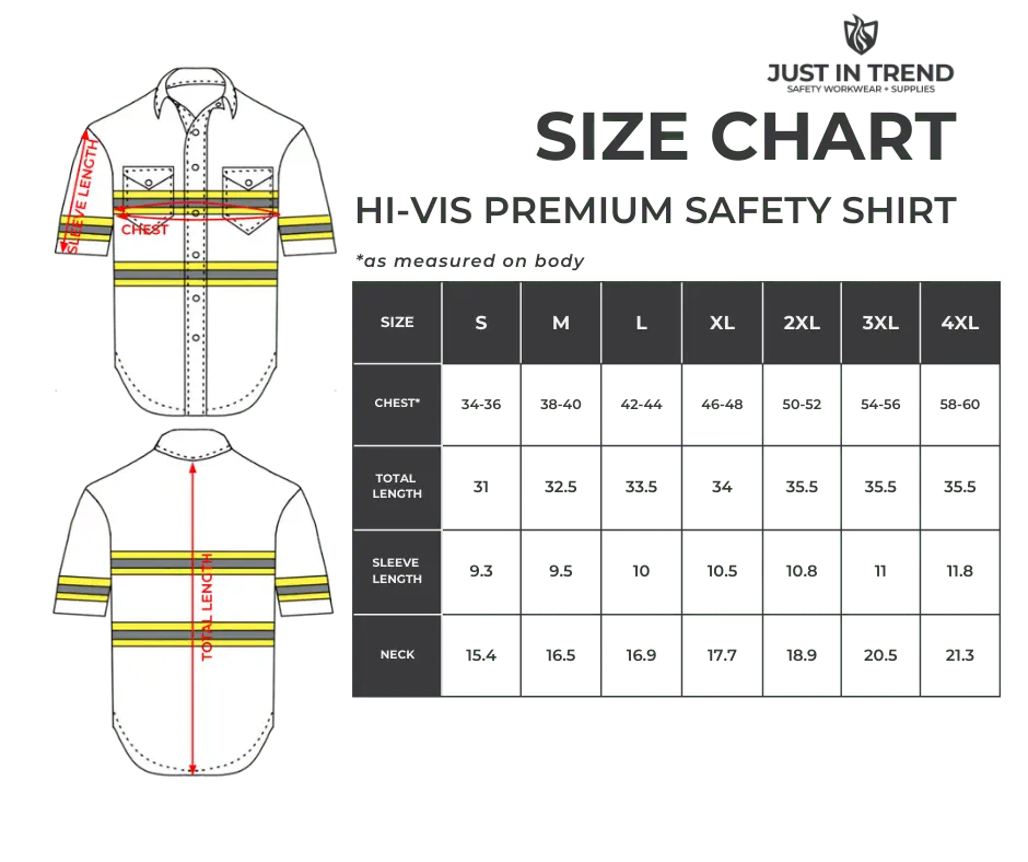 Premium High Visibility Hi Vis Reflective Safety Work Shirts - Half Sleeve Shirt Just In Trend Fire Protection Parts Premium High Visibility Hi Vis Reflective Safety Work Shirts - Half Sleeve - Fire Protection Parts