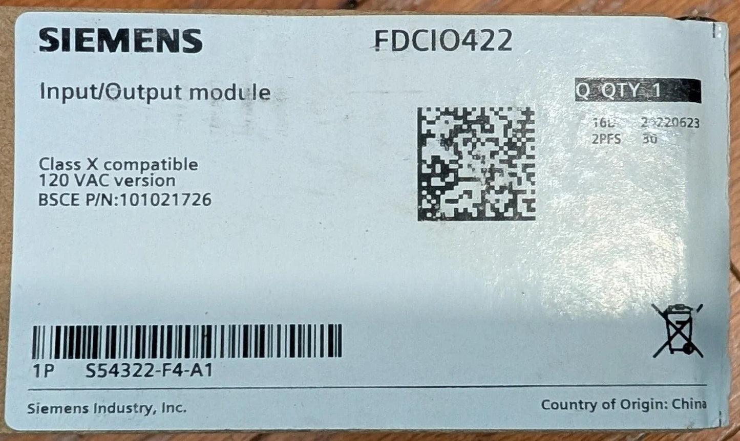 Siemens FDCIO422 Addressable I/O Input/Output Module - Fire Protection Parts