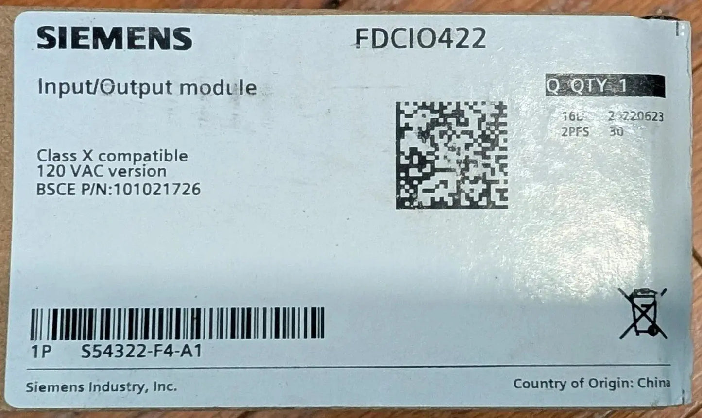 Siemens FDCIO422 Addressable I/O Input/Output Module by Fredland Supply Company