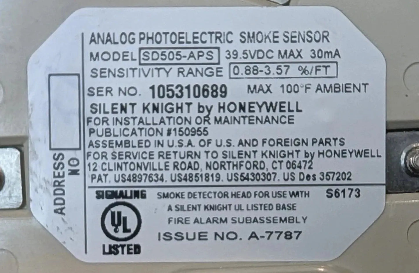 Silent Knight SD505-APS Smoke Detector (Refurbished - 90 Day Warranty) by Fredland Supply Company
