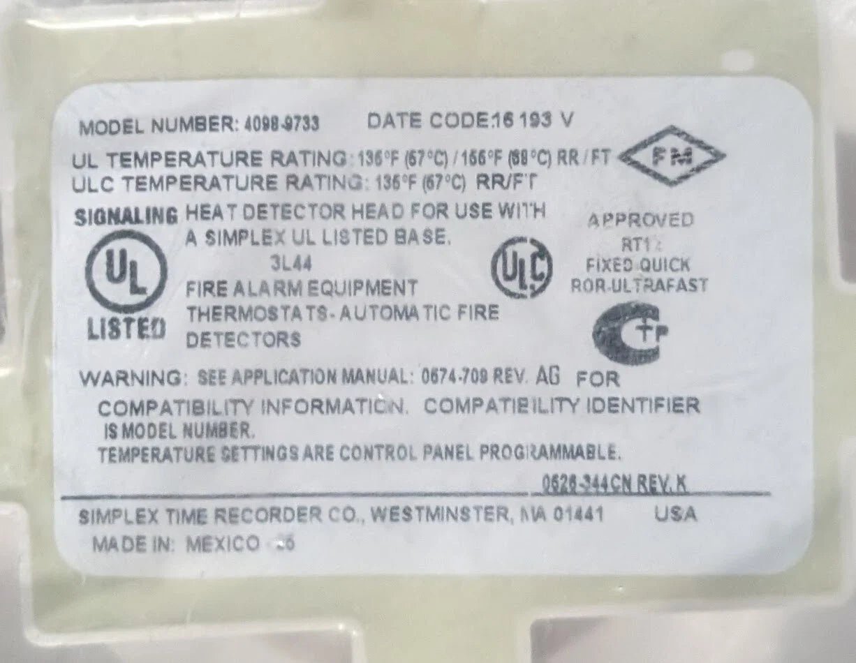 Simplex 4098 - 9733 Heat Detector - Fire Protection Parts