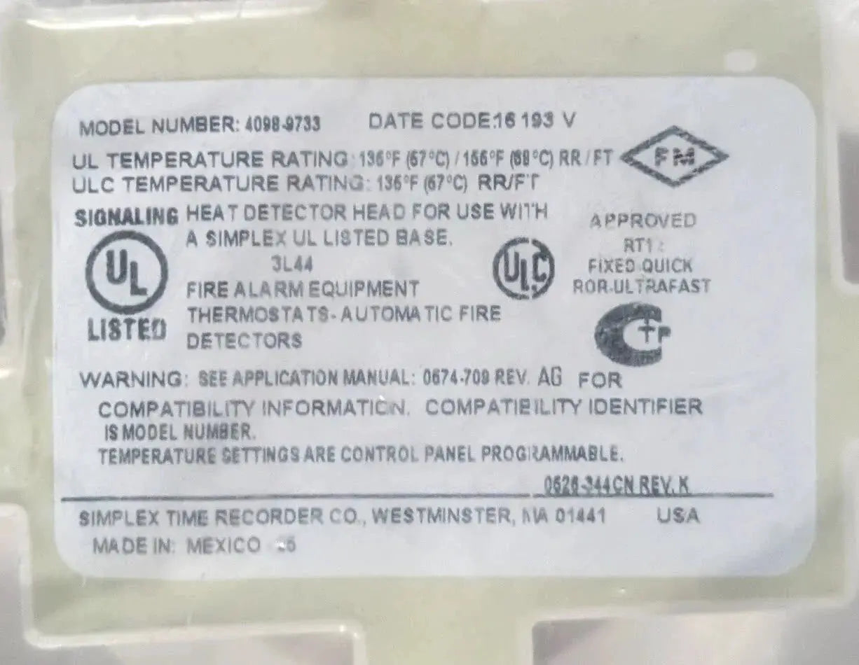 Simplex 4098-9733 Heat Detector by Fredland Supply Company