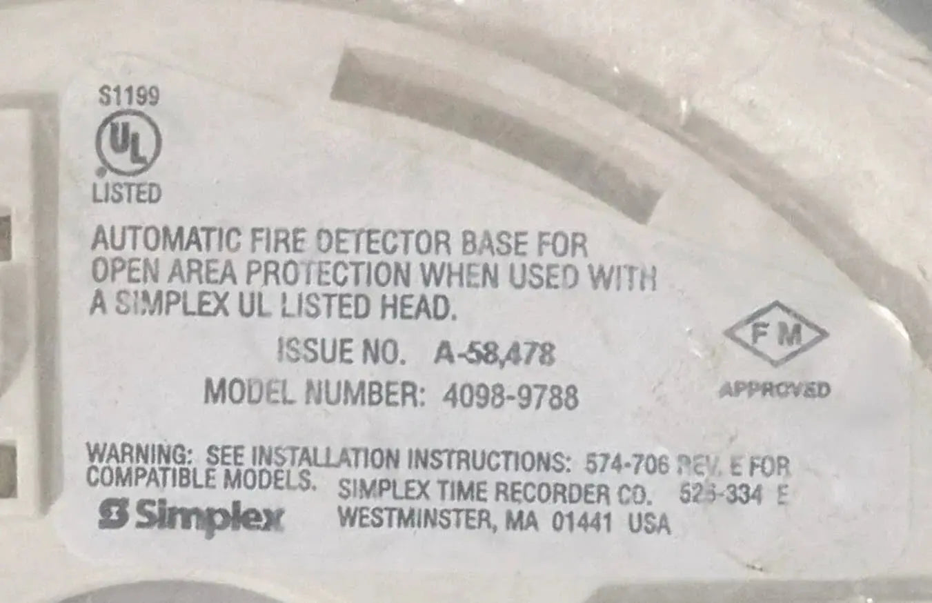 Simplex 4098-9788 Smoke Detector Base by Fredland Supply Company