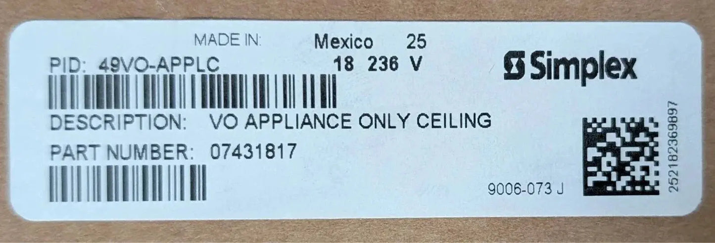 Simplex 49VO-APPLC Ceiling Strobe by Fredland Supply Company