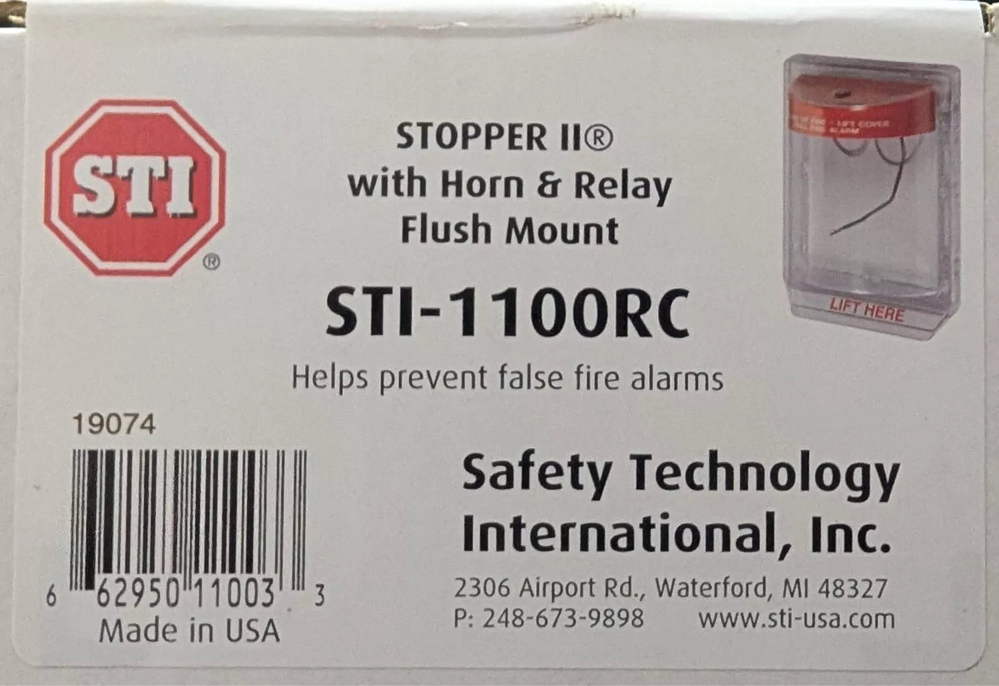STI STI - 1100RC with Horn & Relay Flush Mount - Fire Protection Parts
