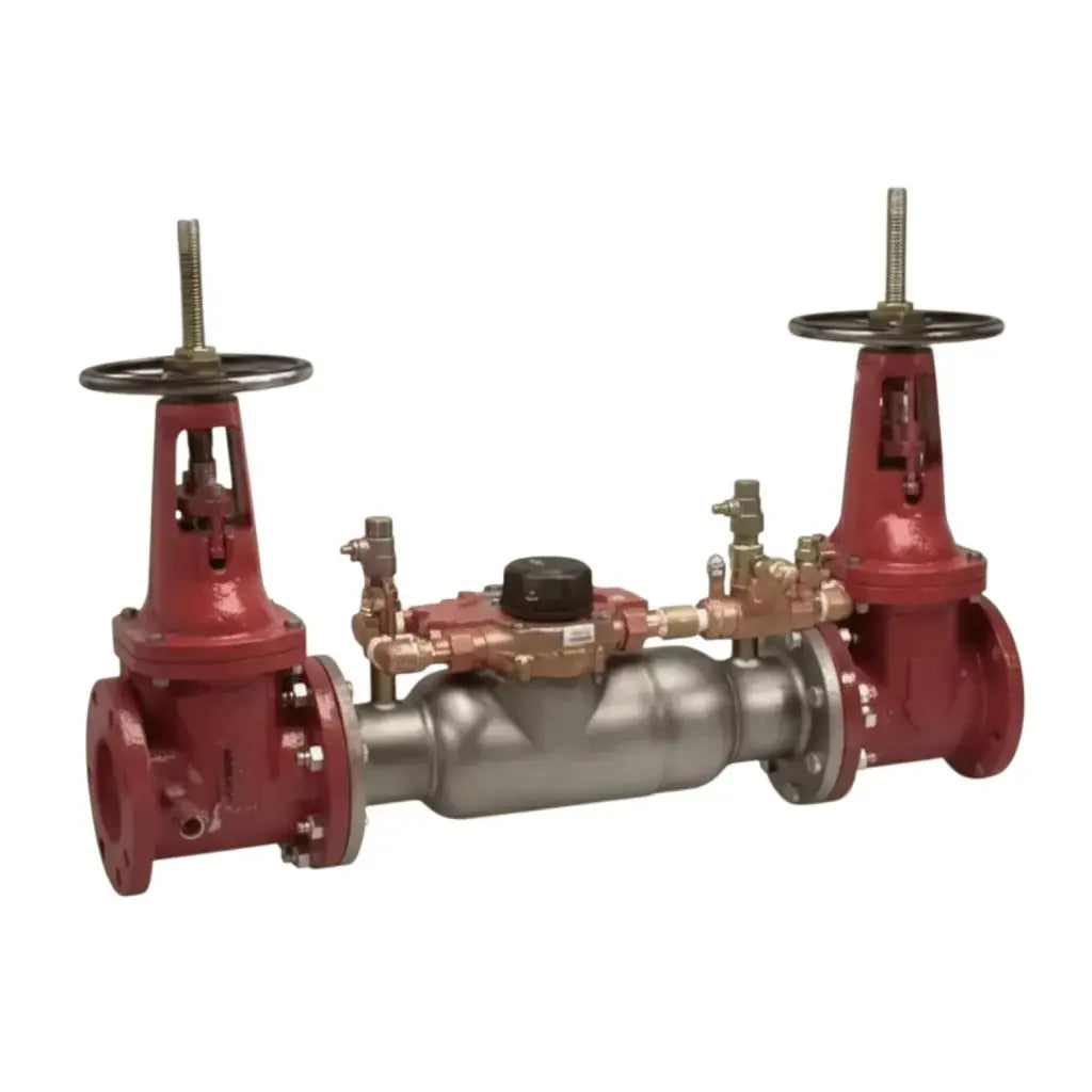 Backflow preventors device with red valves designed to safeguard water and protect lives in homes and businesses