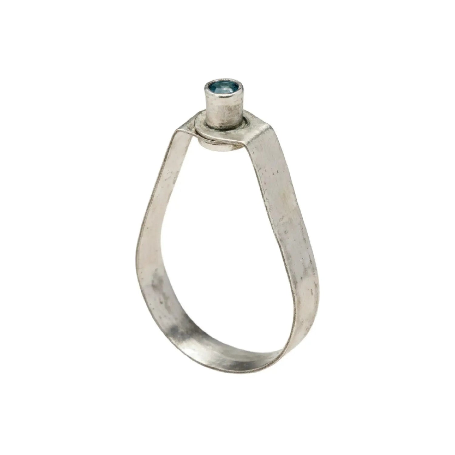 Sturdy metal band hanger with securing clamp for reliable support and alignment of piping and conduit systems.