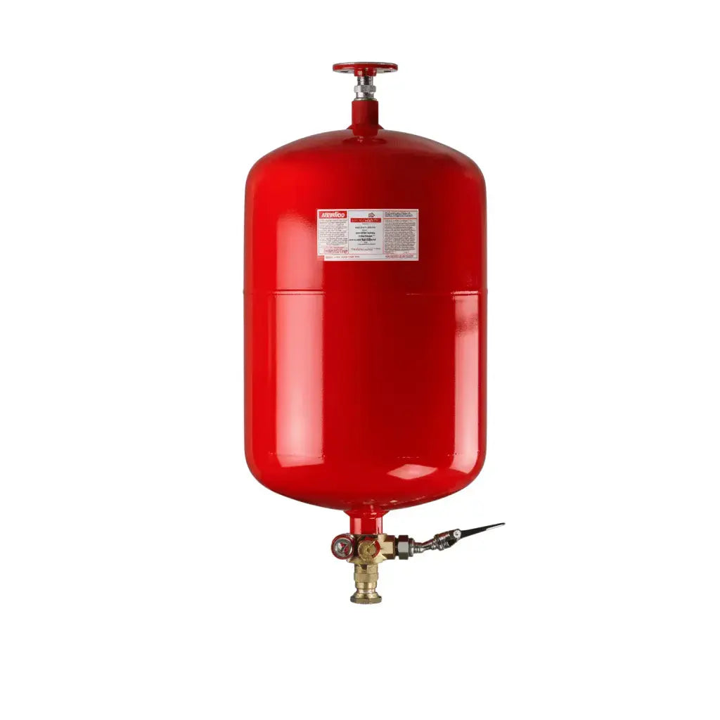Red self-activating fire suppression unit with a 155ºF sprinkler head and UL certification mark.