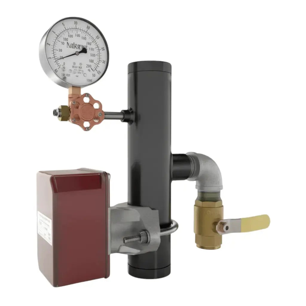 Durable fire protection riser manifold with pressure gauge, control valve, and connection fittings