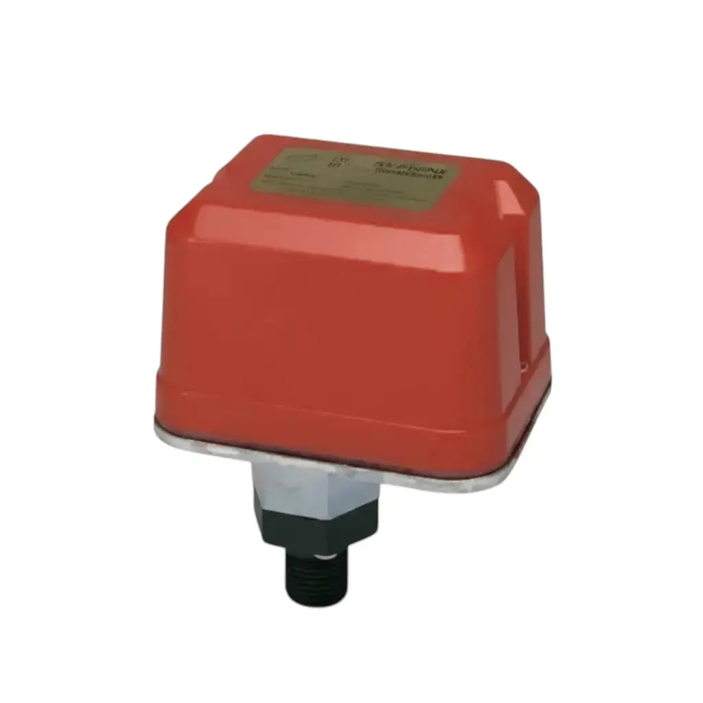 Fire protection pressure switch with red housing for monitoring and safety compliance in fire systems