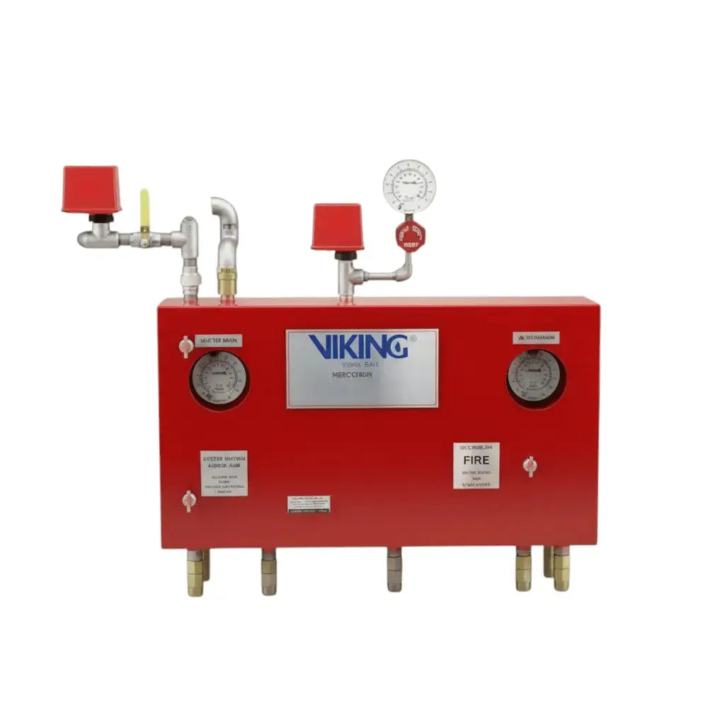Complete fire protection trim package with gauges, valves, and control devices for fire safety systems.