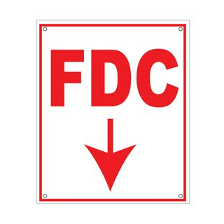 FDC SIGN W/ ARROW 10 x 12 - Fire Protection Parts