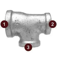 1/2" X 1/4" X 1/2" MI Reducer Tee Galvanized Import by Smith-Cooper Intl