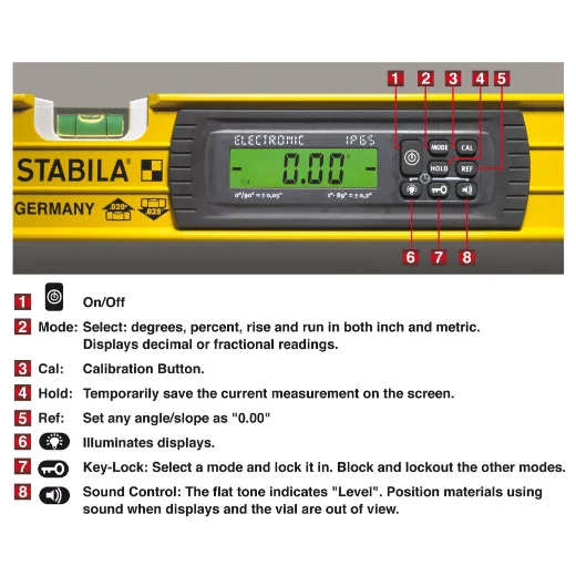 Stabila 36524 24" Type 196-2 Digital TECH Levels With Case
