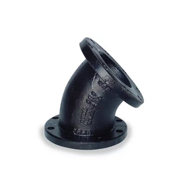 4" Black Cast Iron Flange 45 Degree Elbow Fitting - Fire Protection Parts