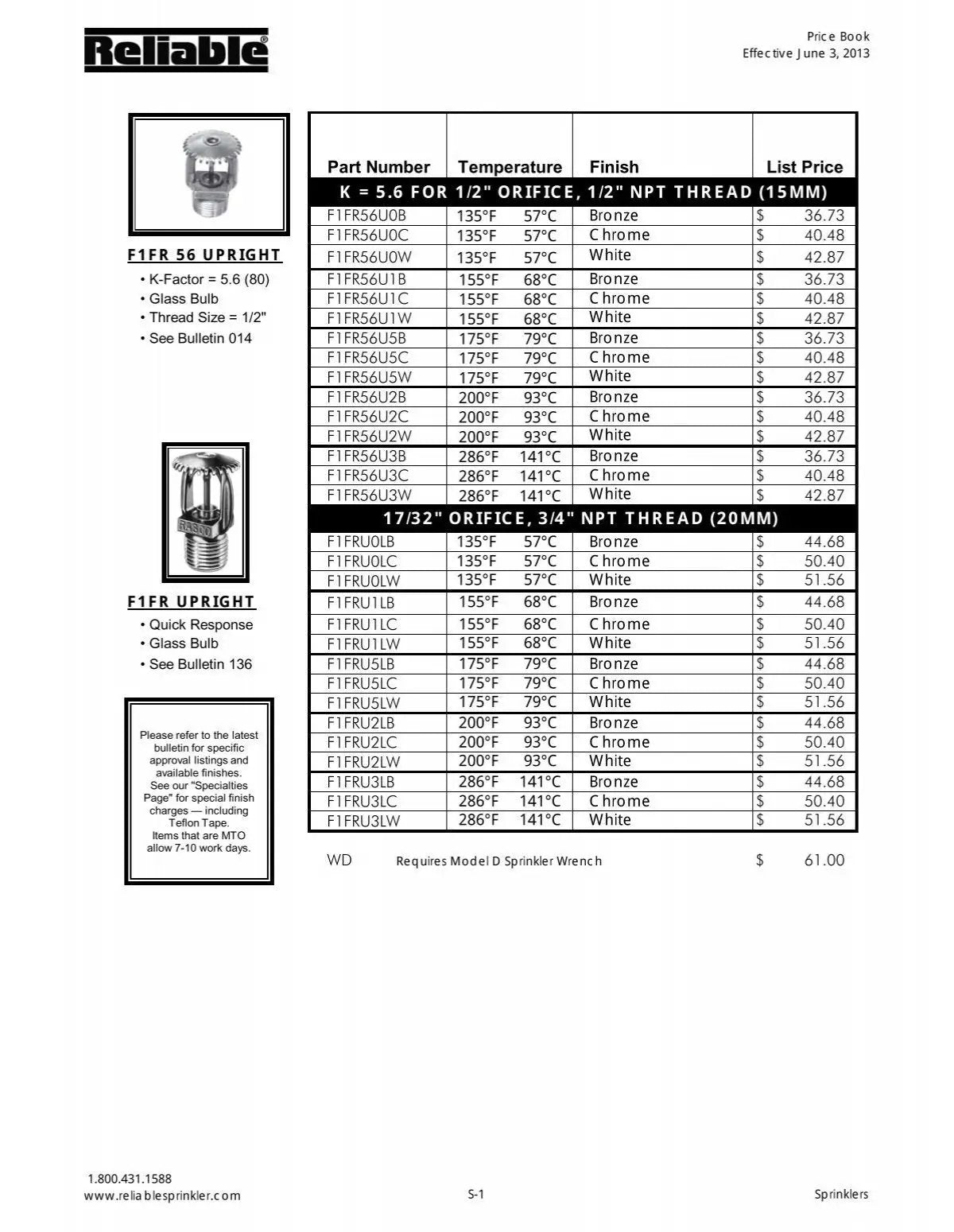 Fire Sprinkler Concealed K5.6 1/2" F4FR-NF | Reliable by Reliable Sprinkler