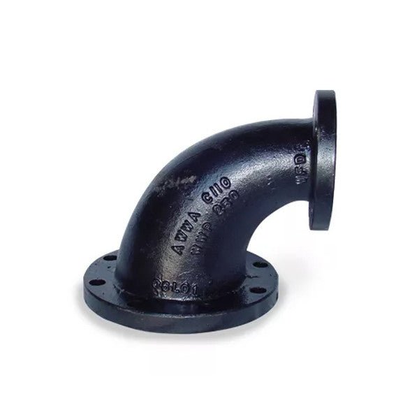 6" X 3" Cast Iron Flanged Reducing Elbow Black - Fire Protection Parts