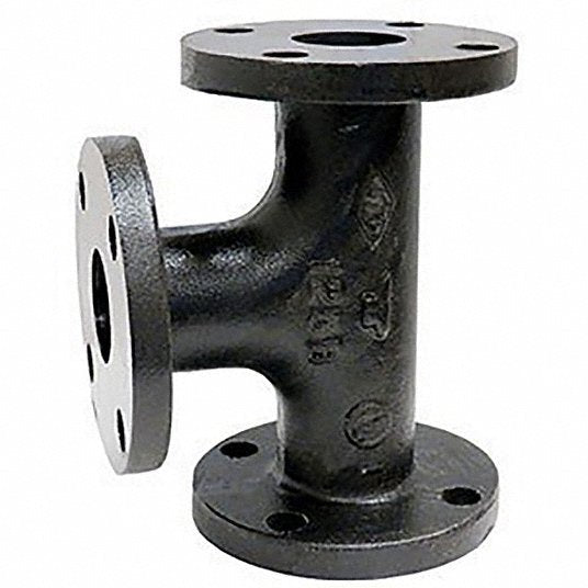 6" X 4" X 6" Black Flanged Reducing Cast Iron Tee Fitting - Fire Protection Parts