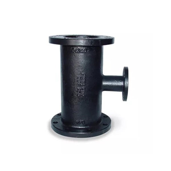 6" X 6" X 4" Black Flanged Reducing Cast Iron Tee - Fire Protection Parts