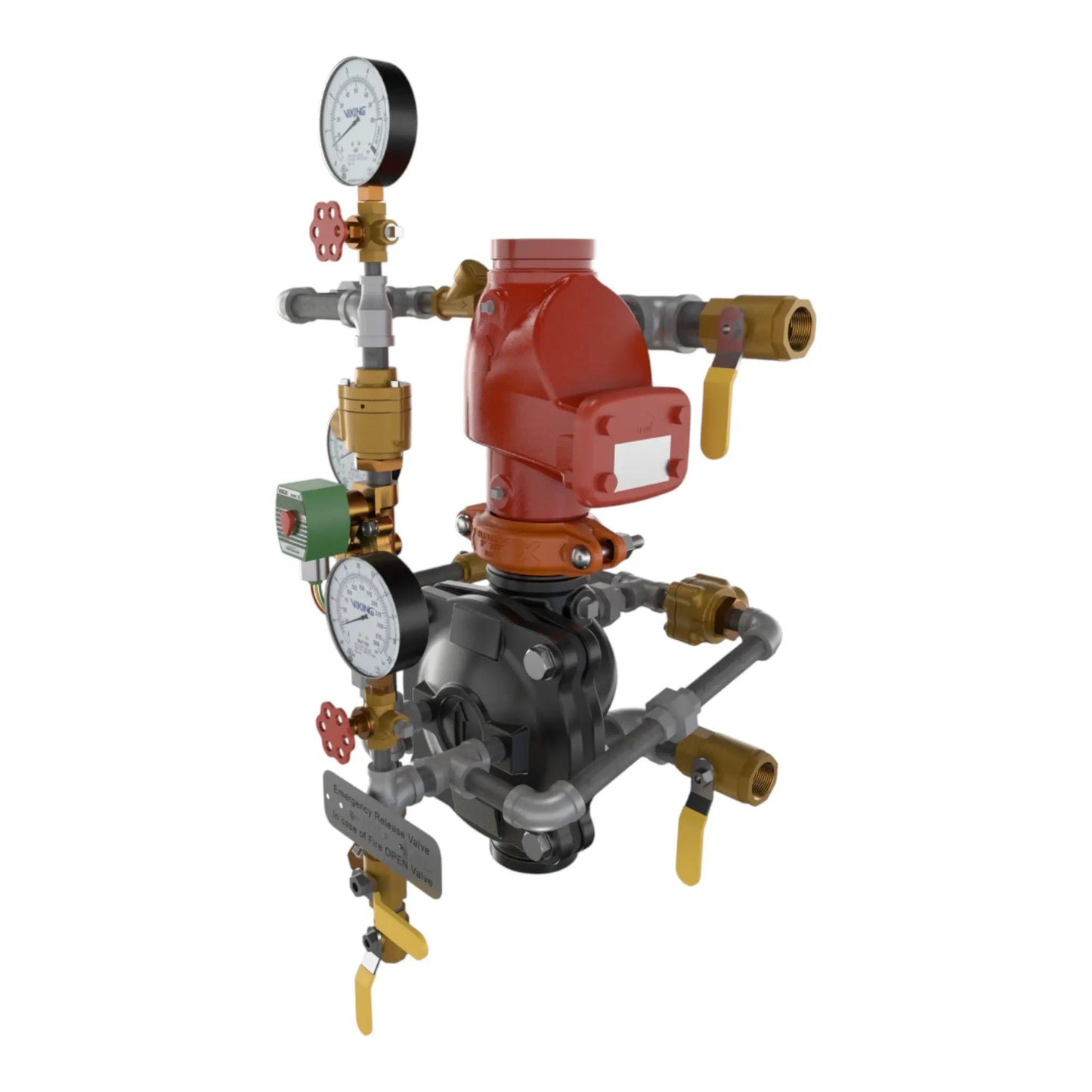 6" Loose Trim, Vxd Double Interlocked Preaction System Electric/Pneumatic Release, Brass, Monitored by Viking