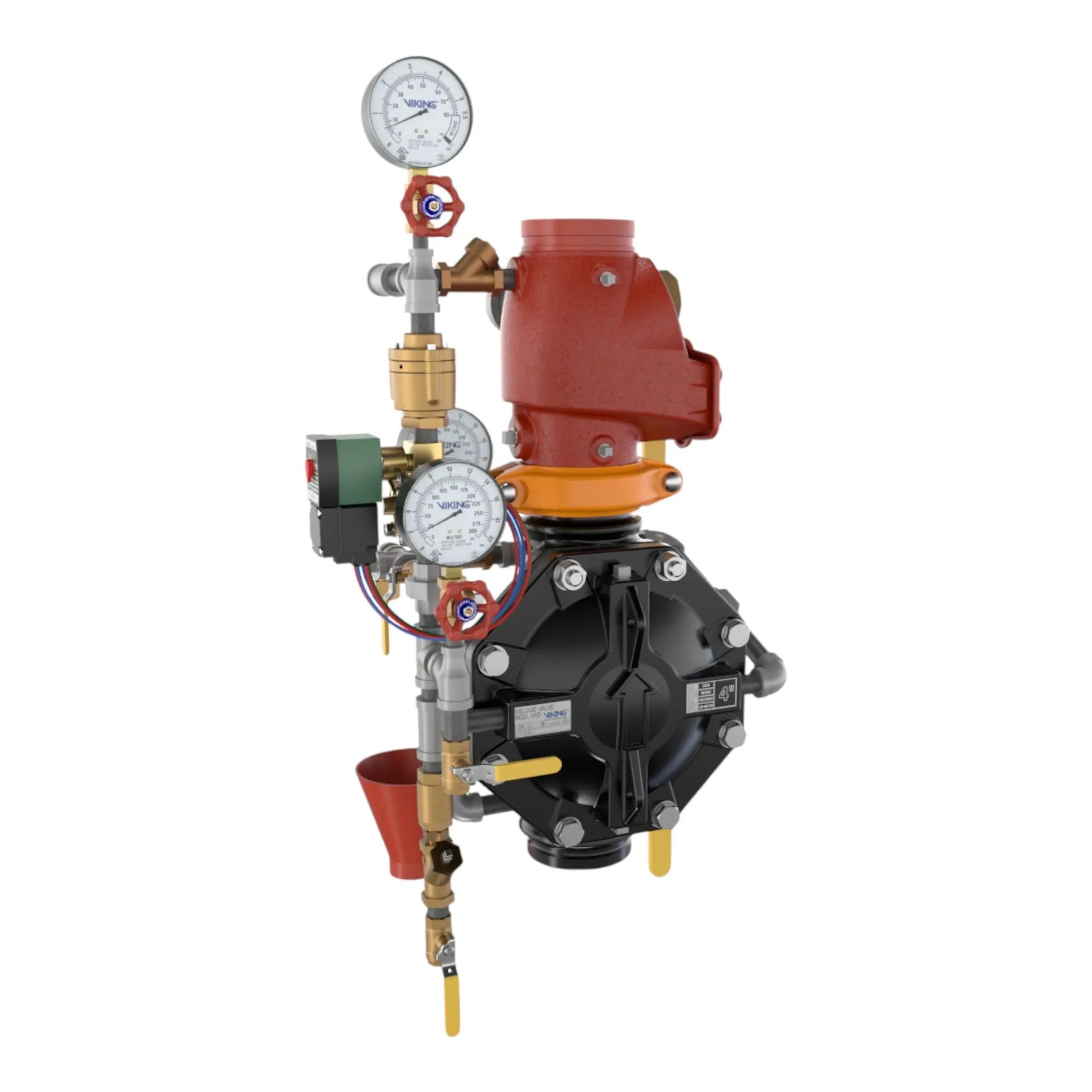 6" Loose Trim, Vxd Double Interlocked Preaction System Electric/Pneumatic Release, Brass, Monitored by Viking