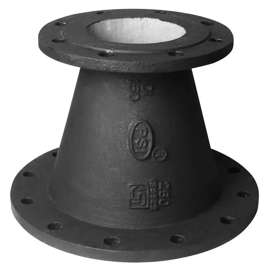 8" X 6" Black Cast Iron Flanged Reducer for Fire Safety by Napac, Inc